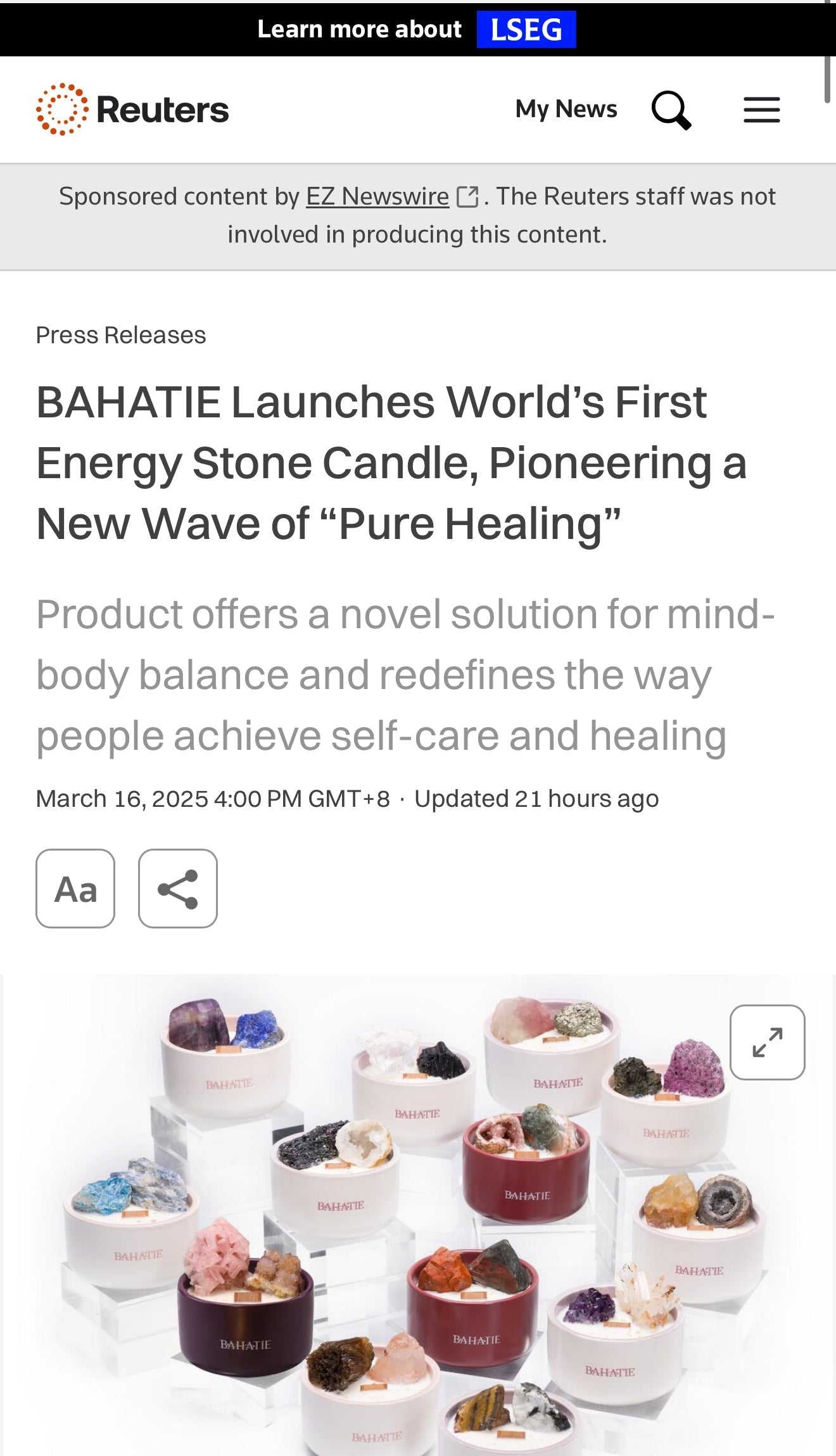 Bahatie Featured on Reuters