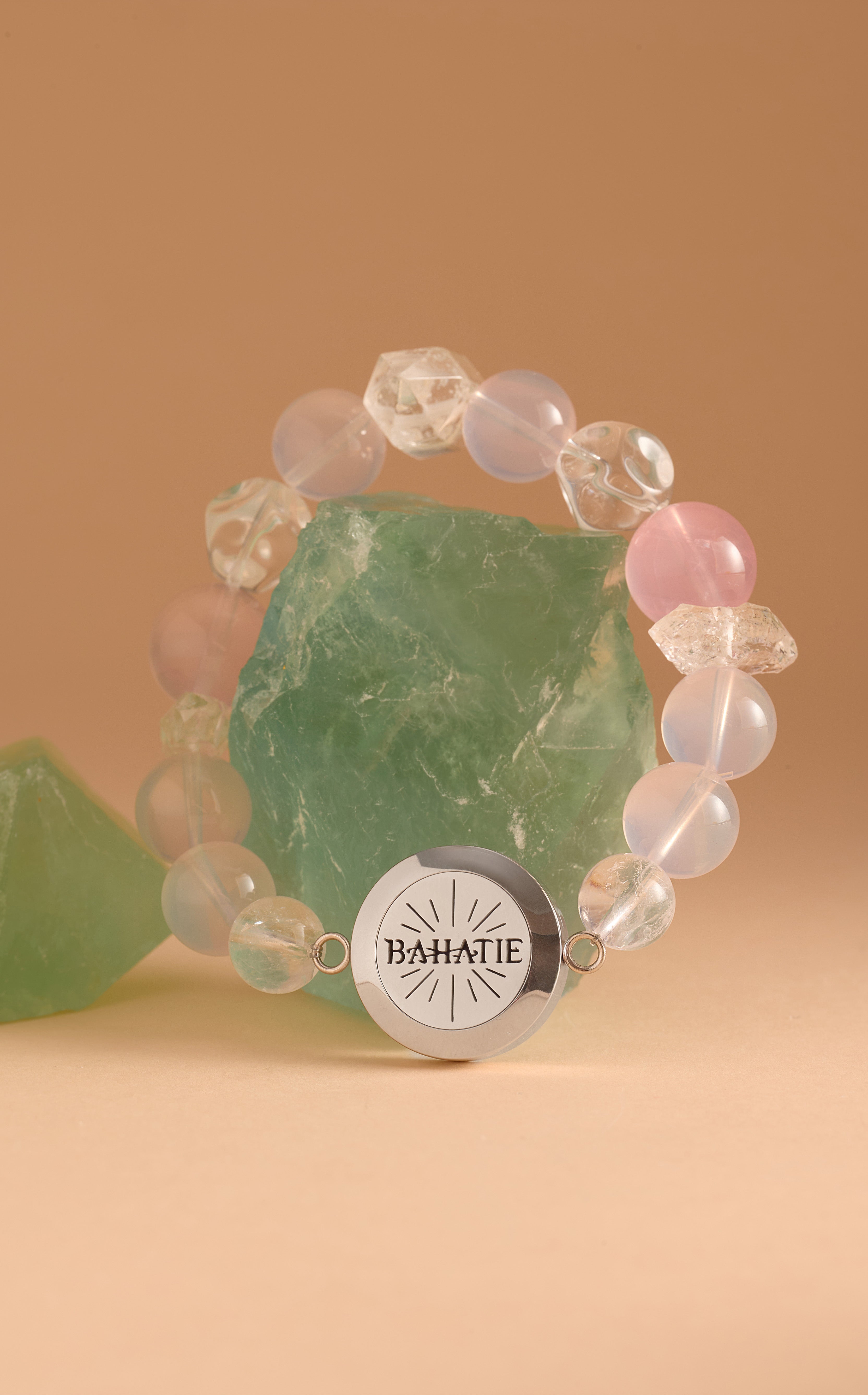 Love Rules Rose Quartz Crystal Aromatherapy Bracelet