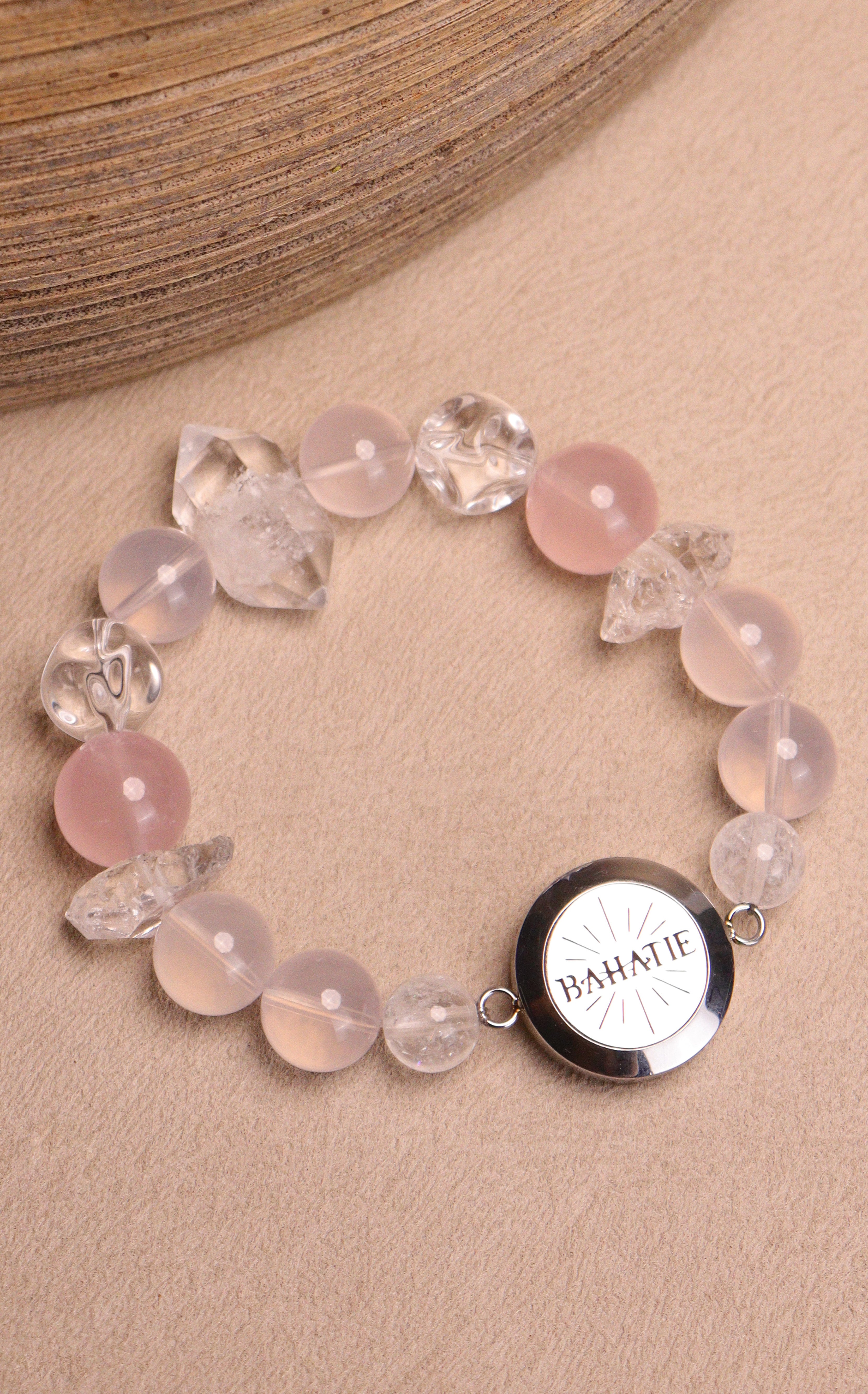 Love Rules Rose Quartz Crystal Aromatherapy Bracelet