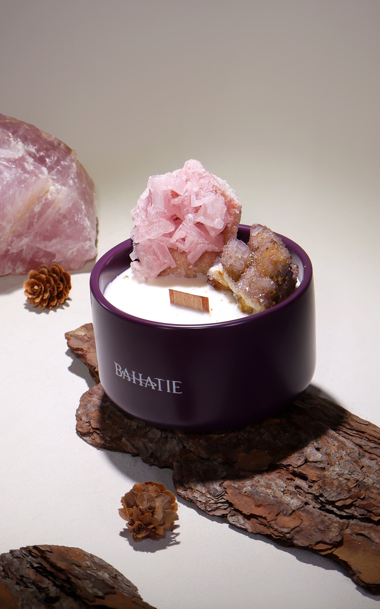 Violet Abyss Twin Essence Energy Stone Candle
