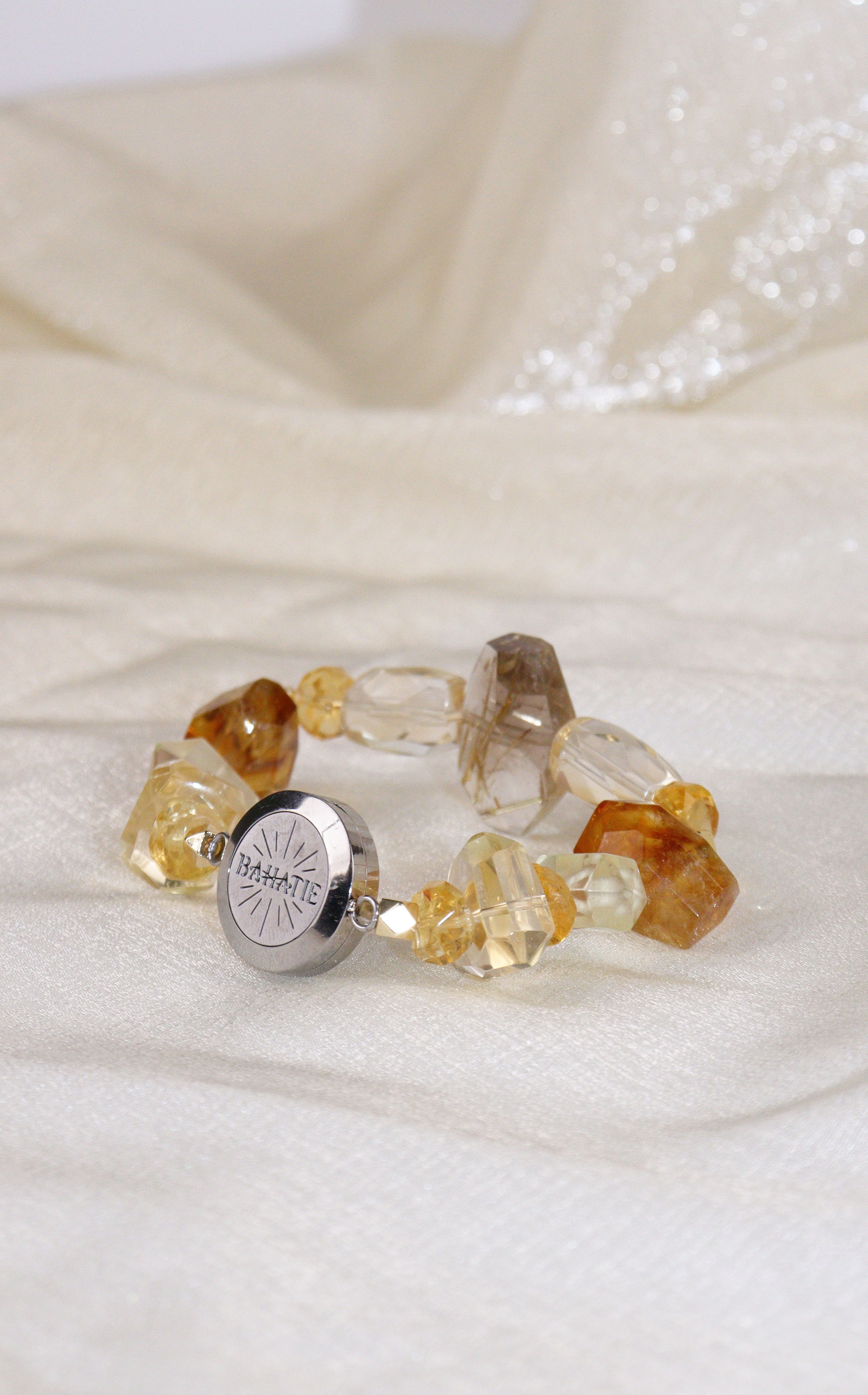 Solar Power Yellow Citrine Crystal Aromatherapy Bracelet