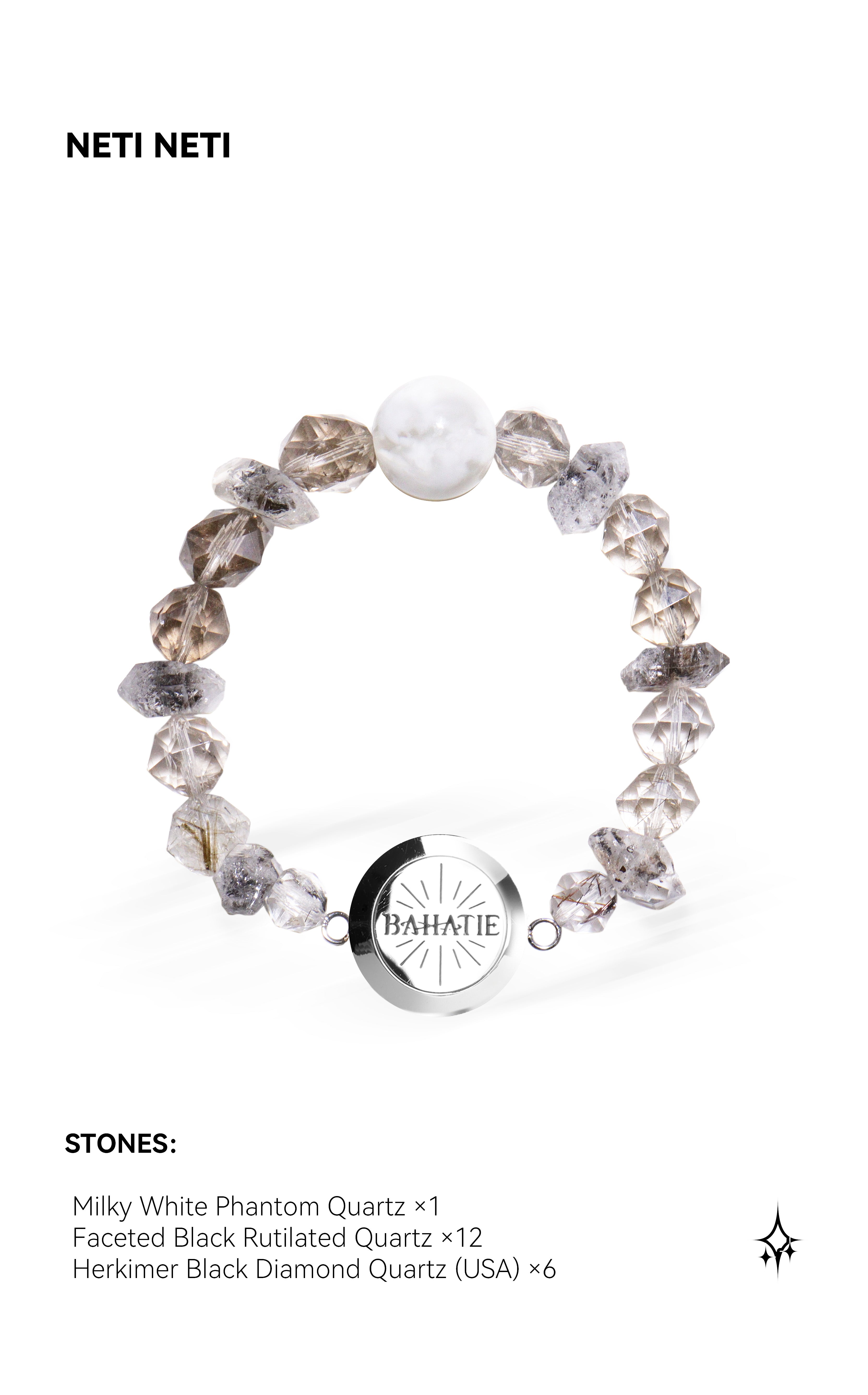 Neti Neti Black Diamond Quartz Crystal Aromatherapy Bracelet