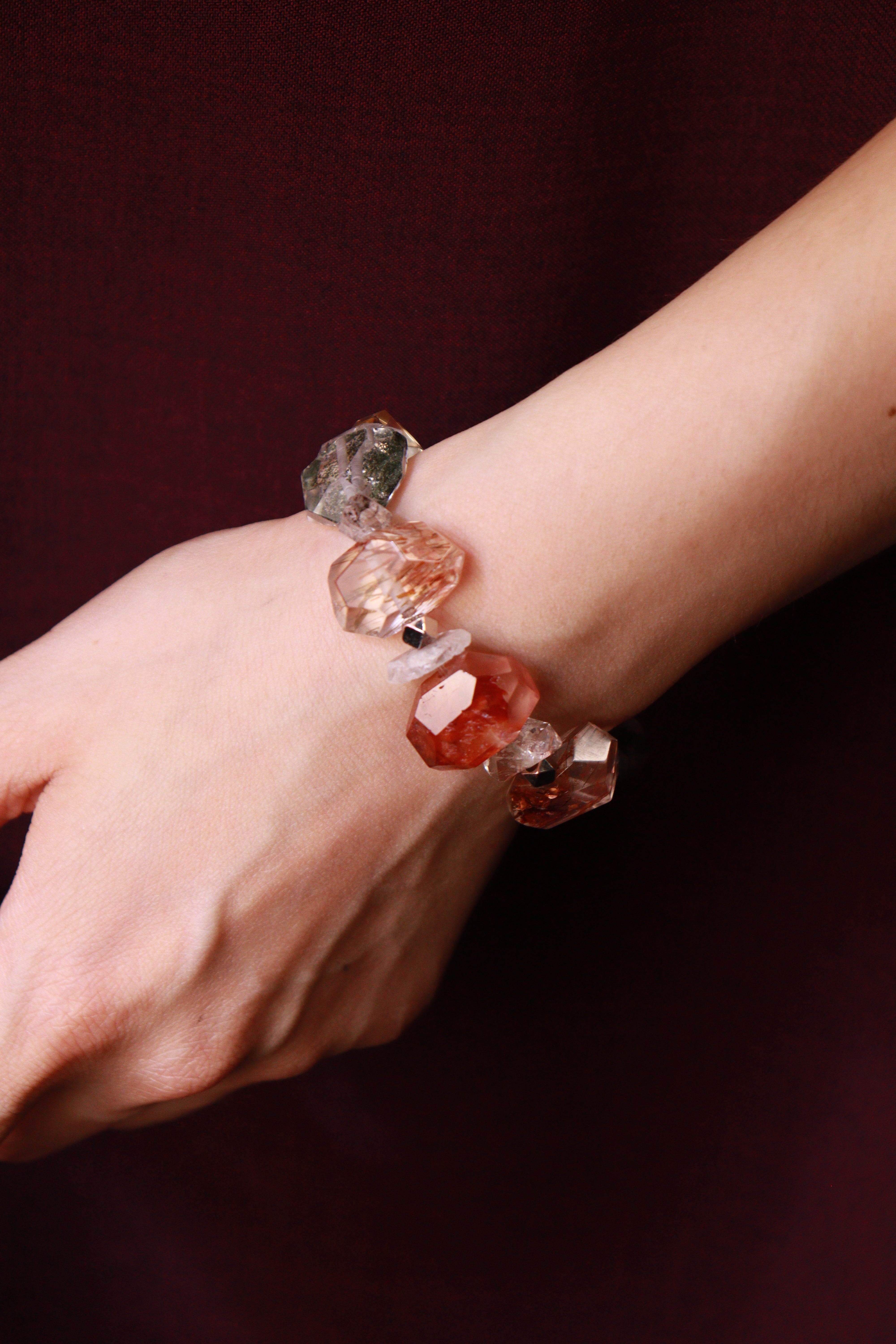 Wrist of Creation Red Epidote Quartz Crystal Aromatherapy Bracelet