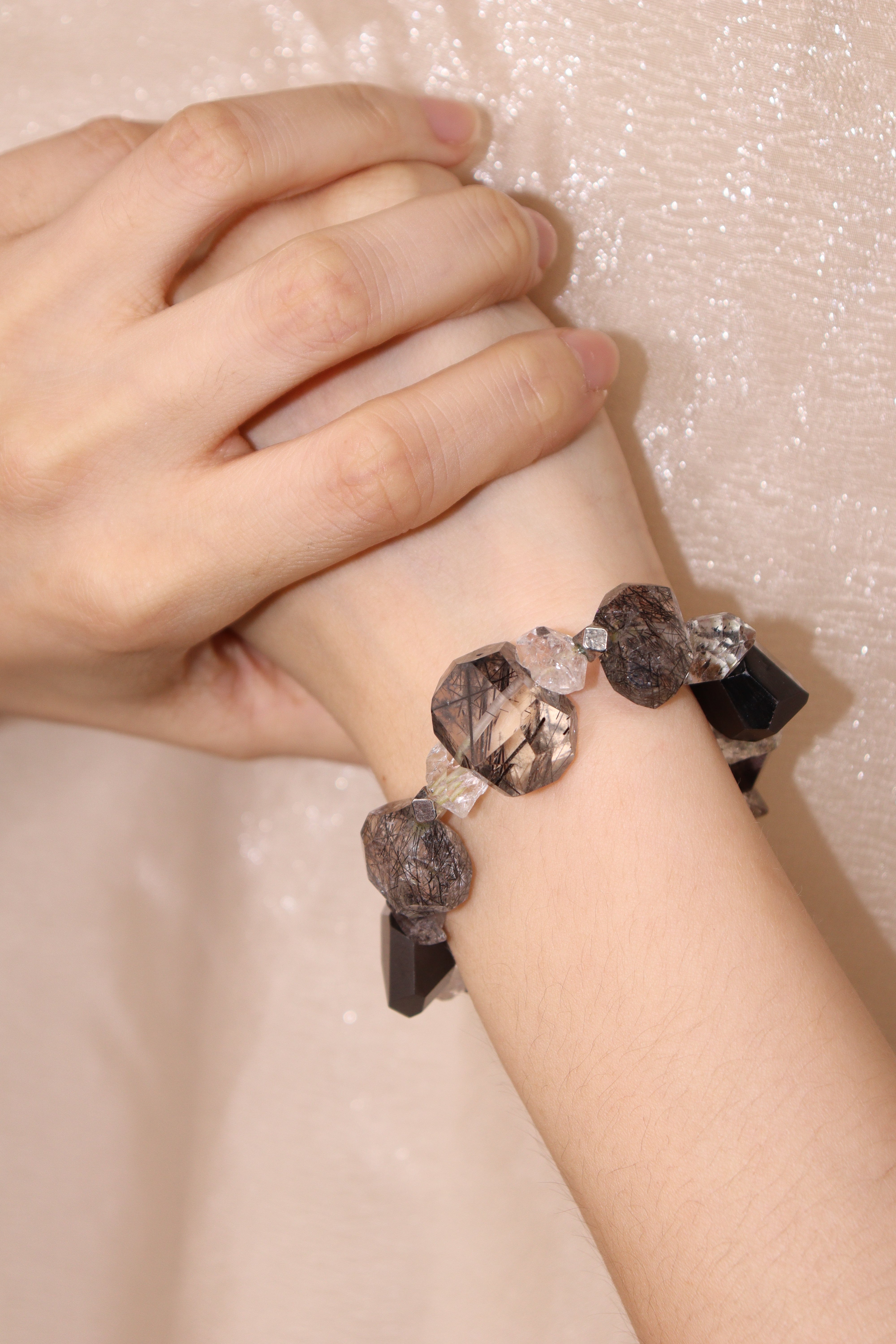 Darth Vader Black Rutile Quartz Crystal Aromatherapy Bracelet